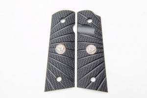 Wilson Combat Grips, Full-Size, Aggressive Starburst Pattern, Flat Bottom, Black, 738-FS-FB-BLK