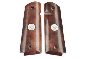 Wilson Combat 1911 Full-Size Grips, Burl Wood, Smooth, Beveled Bottom, Silver, 351BSB