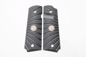 Wilson Combat Grips, Full-Size, Aggressive Starburst Pattern, Beveled Bottom, Black, 738-FS-BB-BLK