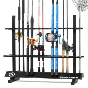 Savior Equipment Aluminum Fishing Rod Rack, 36 Slot, Carbon Black, 35in x 30.25in x 14.75in, RK-FRODAL-36-BK