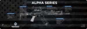 Midwest Industries Alpha Series 36x12 Gun Mat, Black/Blue, MI-GUNMAT-ALPHA