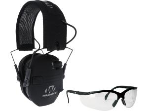 Walker's Razor Slim XTRM Electronic Earmuffs (NRR 21dB) with Clear Lens Shooting Glasses Black - 859276