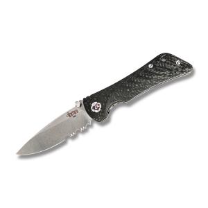 Southern Grind Spider Monkey Folder with Solid Carbon Fiber Handles and Satin Finished CPM-S35VN Steel 3.25" Drop Point Partially Serrated Edge Blades Model SG06040008