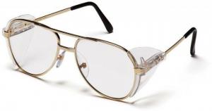 Pyramex Pathfinder Safety Eyewear - Clear Lens, Gold Metal Frame SG310A