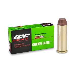 ICC Ammo Green Elite .44 MAG 185 Grain Frangible Flat Point Brass Pistol Ammunition, 50 Rounds, 044-185PNT-B