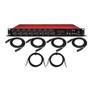Focusrite Scarlett OctoPre Dynamic 8-Channel Mic Preamp with Knox Gear XLR and 1/4-Inch TRS Cables in Red