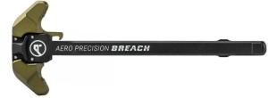 Aero Precision AR15 Breach Ambi Charging Handle w/Small Lever, Black/OD Green Anodized, APRA700130C