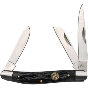 Roper Knives 0001CBK Stockman Jigged Folding Knife with Black Bone Handle