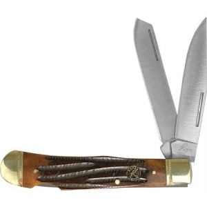 ABKT ROPER DOUBLE ACTION LOCK BACK TRAPPER 3.25" COFFEE HNDL