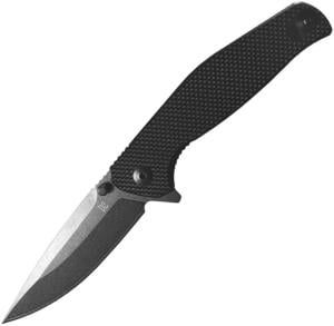 ABKT Tac Catalyst Linerlock Folding Knife, 3.5 black stonewash finish D2 tool steel blade, Black textured G10 handle, AB1026B