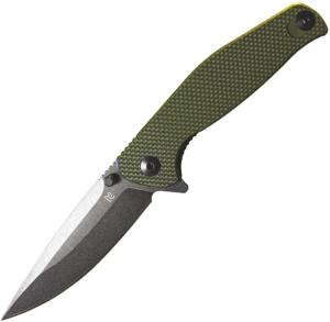 ABKT Tac Catalyst Linerlock Folding Knife, 3.5 stonewash finish D2 tool steel blade, Green textured G10 handle, AB1026G