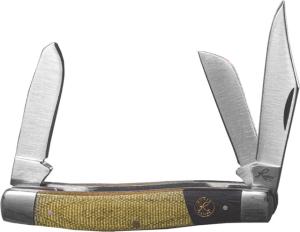 Roper Knives Rattler Stockman Folding Knife, Satin finish 1065 carbon steel clip, sheepsfoot, a, Black and green micarta handle, RP0001CMG