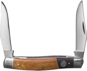 Roper Knives Rattler Muskrat Folding Knife, Satin finish 1065 carbon steel twin clip blades, Black and tan micarta handle, RP0007CMT
