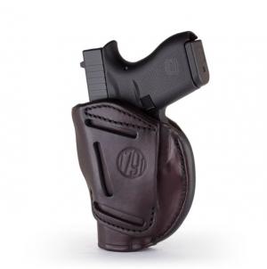 1791 Gunleather 4 Way Concealment & Belt Leather Holster, Glock 42/43, Ruger LCP, Sig P365, Left Hand, Stealth Black, Size 2, 4WH-2-SBL-L