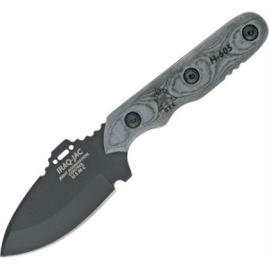 Tops Knives JAC01 Iraq-Jac Fixed Carbon Steel Blade Knife with Black Linen Micarta Handles