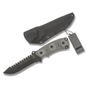Tops Steel Eagle with Black Linen Micarta Handle and Black Traction Coated 1095 Carbon Steel 4.50" Clip Point Plain Edge Blade and Kydex Sheath Model 105HP