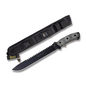 TOPS Steel Eagle Fixed Blade Knife with Black Linen Micarta Handle and Black Traction Coated 1095 Carbon Steel 11" Drop Point Blade Model SE111AHP