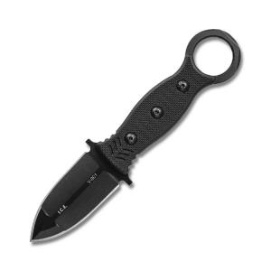 TOPS Knives ICE Dagger with Black G-10 Handles and Black Cerakoe Finish 1095 Carbon Steel Dagger Plain Edge Blades