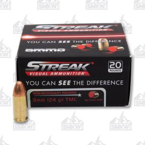 Streak 9mm Luger 124 Grain Total Metal Jacketed Red Cold Tracer 20 Rounds