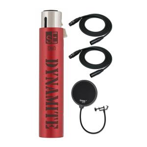 SE Electronics DM1 Dynamite Active In-Line Preamp Bundle with Knox Gear Pop Filter and XLR Cables in Red