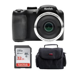 KODAK PIXPRO AZ252 Astro Zoom 16MP Digital Camera with 32GB SD Card and Case Bundle in Black