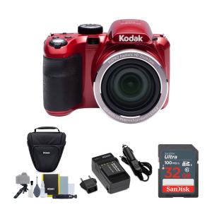 Kodak AZ421 PIXPRO Astro 16MP Digital Camera with 32GB Memory Card and Accessory Bundle in Red