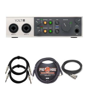 Universal Audio VOLT-2 USB Audio Interface with XLR Cable, Guitar Cable, and 1/4 In. TRS Cables