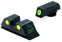 Meprolight Tru-Dot Night Sight Set for Glock 10mm & 45 ACP, Green Front/Yellow Rear, 10222Y