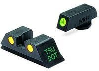 Meprolight Tru-Dot Night Sight Set for Glock 9mm, .357 Sig, .40 S&W, & .45 GAP, Green Front/Yellow Rear, 10224Y