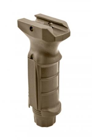 Sniper Fixed Position Foregrip Grip w/ Storage, Molded Finger Grooves, Removable Side Plates, Polymer, Tan, GP04-T
