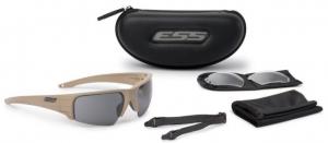 ESS Crowbar Tactical Sunglasses Kit,Terrain Tan Frame,Clear and Smoke Lenses,Pouch,Strap EE9019-05