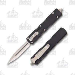 Microtech Dirac D/E Stonewash Full Serrated Automatic Standard Black Knife