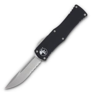 Microtech Hera S/E OTF Auto Knife Black / Stonewash - 3.08" Partial Serrated  Blade