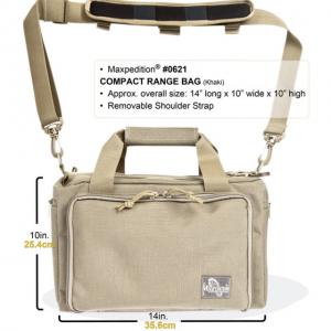 Maxpedition Compact Range Bag w/ Removable Shoulder Strap & Ammo Tote, Khaki 0621K