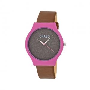 Crayo Crayo Glitter Strap Watch, Hot Pink/Brown, CRACR4502