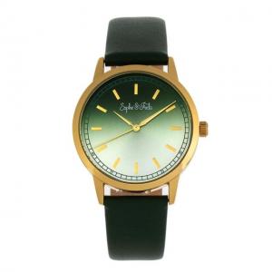 Sophie And Freda San Diego Leather-Band Watch, Green, One Size, SAFSF5103