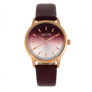 Sophie And Freda San Diego Leather-Band Watch, Maroon, One Size, SAFSF5105