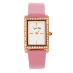 Sophie And Freda Wilmington Leather-Band Watch w/Swarovski Crystals, Pink, One Size, SAFSF5606