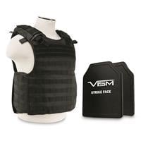VISM By NcSTAR Quick-Release Plate Carrier Vest with Two 10x12&amp;quot; Level 3+ Body Armor Plates