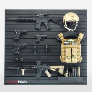 Tactical Walls MODWall Patriot Package, 22x48 inch Panels, AR-15/Pistol Hangers, Helmet/Vest Hangers, Hide-A-Magnet, Black, MWPATRIOT