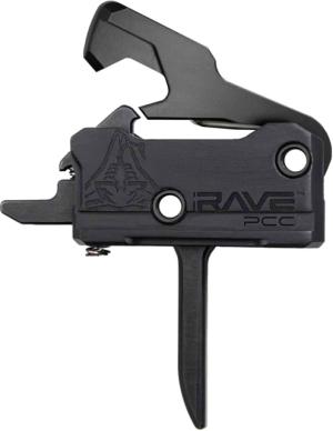 RISE Armament Rave 9 mm PCC Trigger with Anti-Walk Pins, Flat Blade, Black, T017F-PCC-BLK