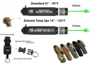 Z-Bolt Green Dot Laser Pointer Designator,2x Diode Variants, Extreme Temps, Ranger Green, NSN 1265-01-645-8197, BTG-10G-XT-RG