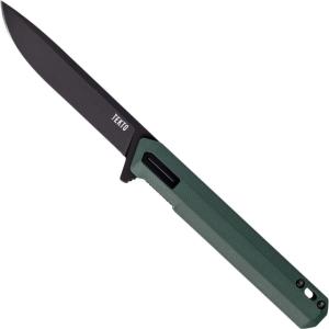 Tekto F2 Bravo, 3.1in, Titanium-Coated D2 Steel, Plain Blade, Green G10 / Black Accents Handle, F2R-G1OD-D2BK1-A1