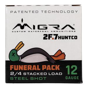 Migra Funeral Pack 12 Gauge Ammo 3" #2 and #4 Steel and Bismuth Shot 1-1/4 oz Box of 25 850060794650 Free Shipping with $100