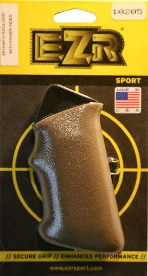 EZR EZR GRIPS AR15/AR10 RIFLE GRIP DARK EARTH FNGR INDX NO CT OUT