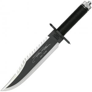 Hollywood Collectibles Rambo First Blood II Signature Bowie Fixed Blade Knife,15.5in,Black Cord,Plain HC9295