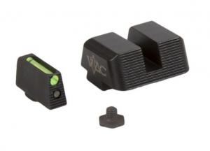 Viking Tactics VTAC Glock Sights, Fiber Front/Steel Rear, Green Front, Black Rear, VTAC-VSGL-FB