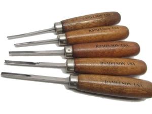 Ramelson Veiner Line V, U Checkering 5-Piece Wood Carving Tool Set with Straight-Style Handles - 717931
