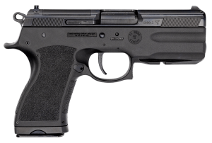 FK Brno US TMTPSDC PSD Compact Frame 7.5 FK 14+1 4.30” Black Nitride Tilting Steel Barrel, Dark Gray Nitride Steel Optic Cut/Serrated Slide, Black Polymer Frame w/Accessory Rail, Textured Grip