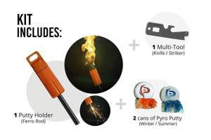 Pyro Putty Mega Ferro Rod, Orange, Small, PPMFRO
